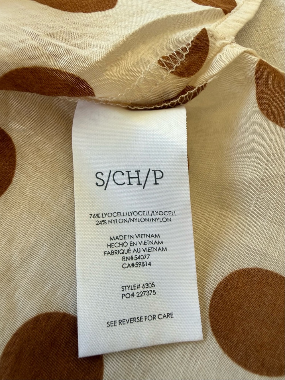 Cabi Spectator Shirt #6305 Brown/Tan Polka Dot Collared Button Down Blouse [S] - Picture 4 of 4